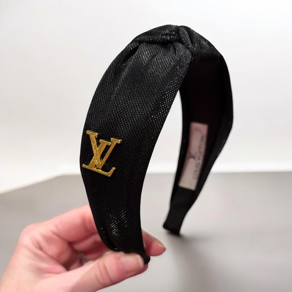 Black Headband with Gold Accent